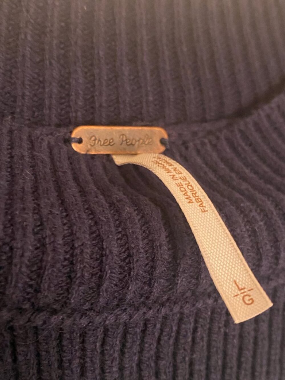 Free People Navy Mint Striped Oversized Dolman Sweater Size L - Picture 4 of 6
